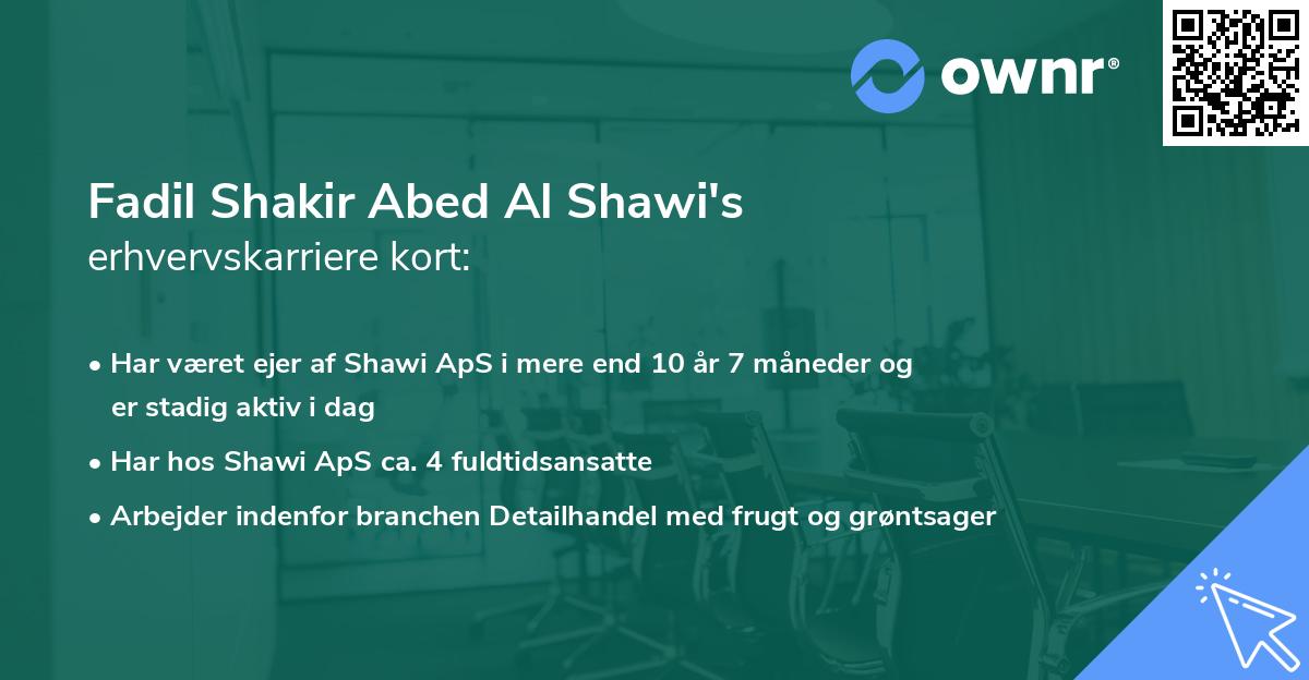 Fadil Shakir Abed Al Shawi's erhvervskarriere kort
