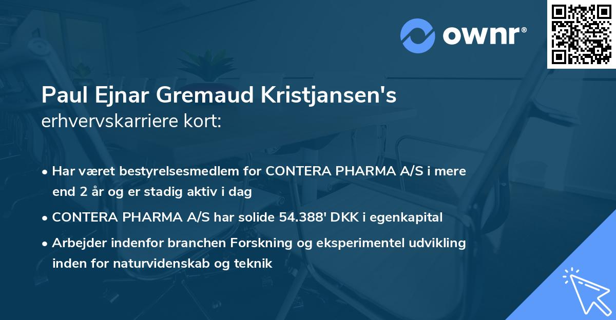 Paul Ejnar Gremaud Kristjansen's erhvervskarriere kort