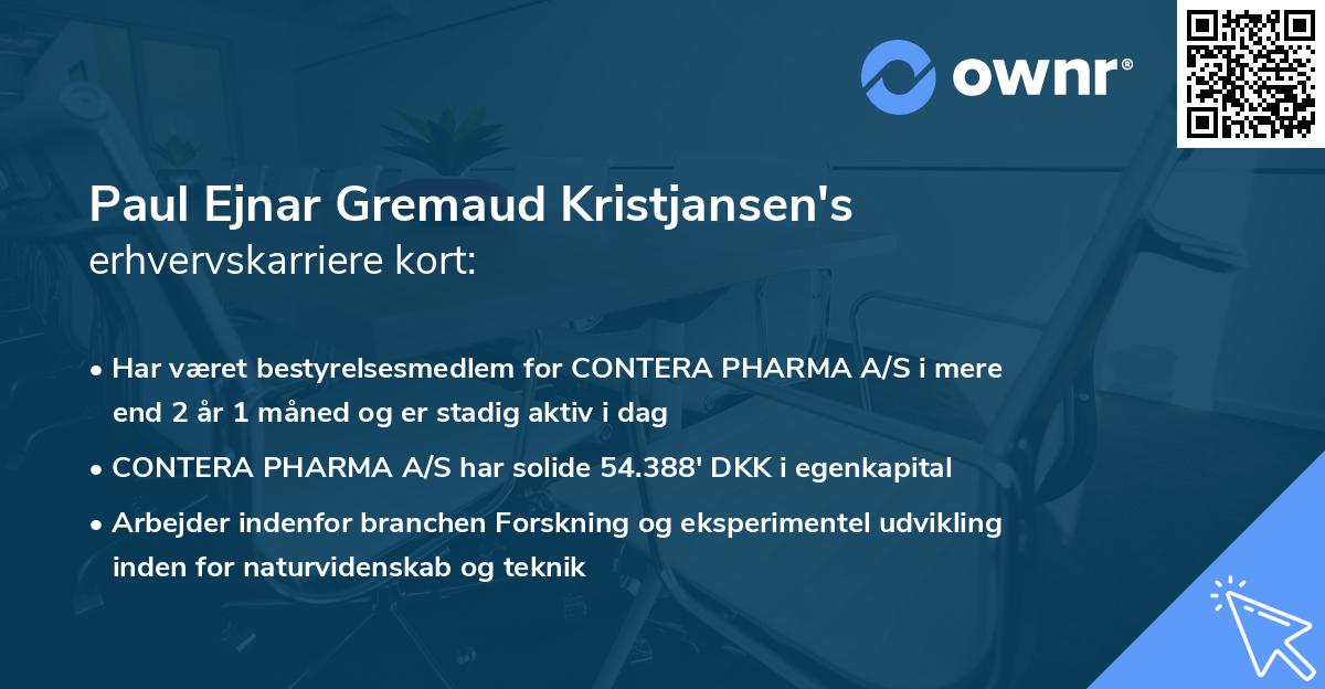 Paul Ejnar Gremaud Kristjansen's erhvervskarriere kort