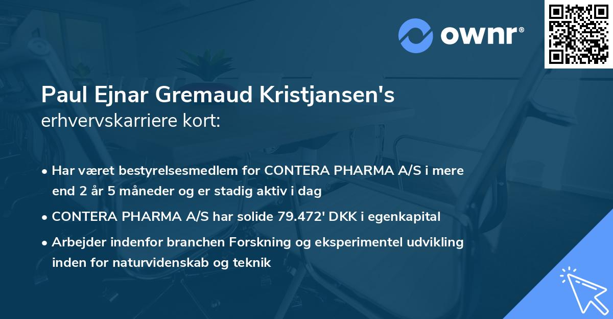 Paul Ejnar Gremaud Kristjansen's erhvervskarriere kort