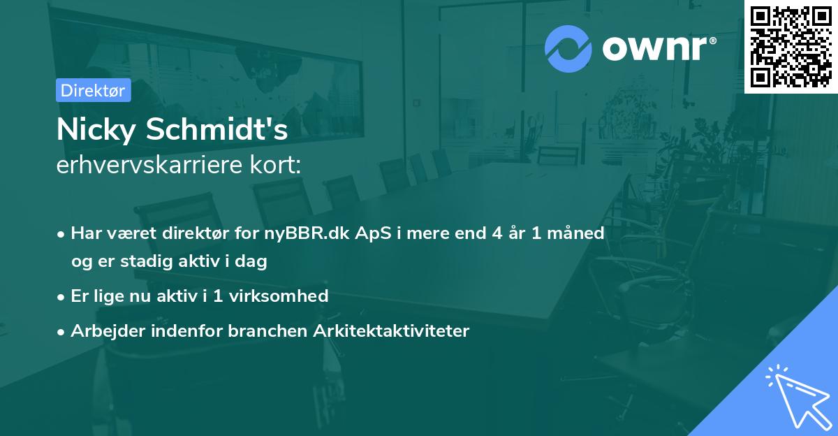Nicky Schmidt's erhvervskarriere kort