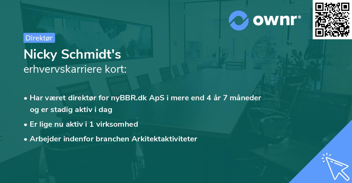 Nicky Schmidt's erhvervskarriere kort