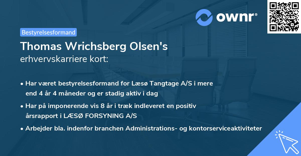 Thomas Wrichsberg Olsen's erhvervskarriere kort