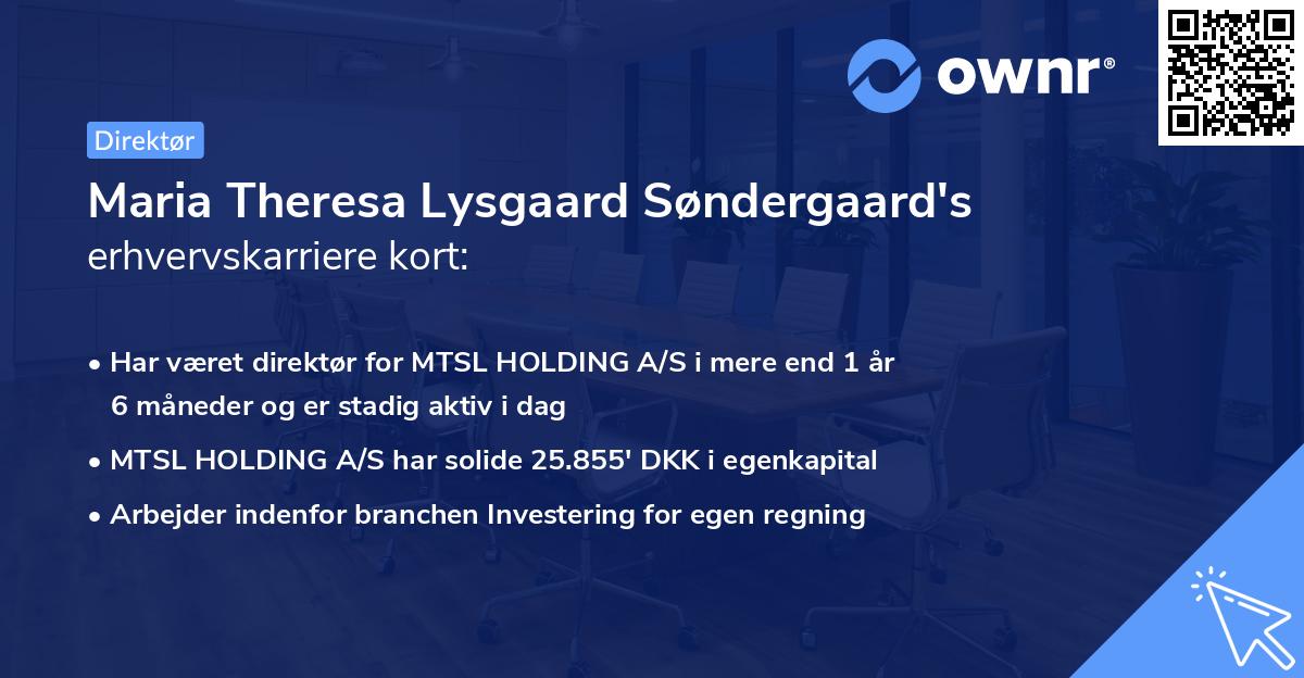 Maria Theresa Lysgaard Søndergaard's erhvervskarriere kort