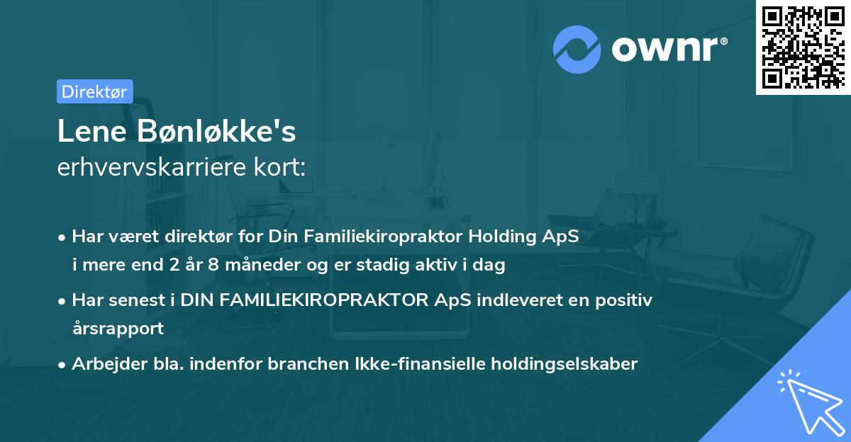Lene Bønløkke's erhvervskarriere kort