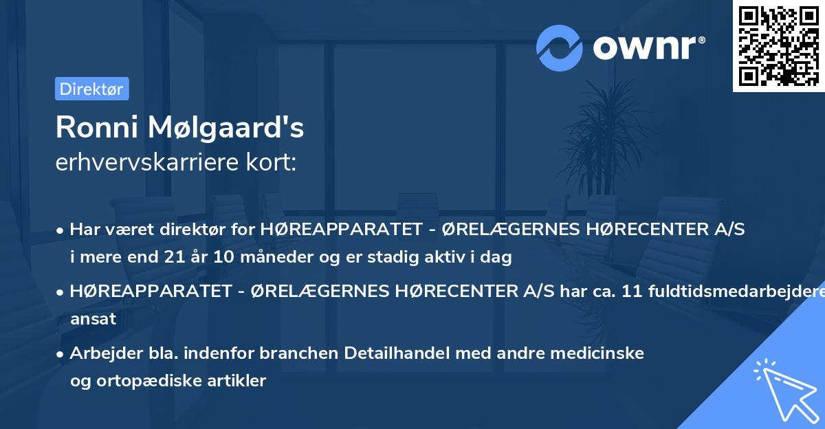 Ronni Mølgaard's erhvervskarriere kort