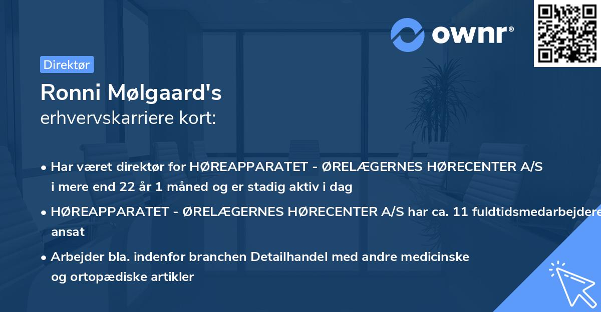 Ronni Mølgaard's erhvervskarriere kort