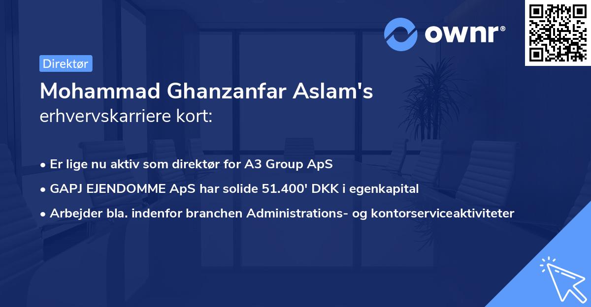 Mohammad Ghanzanfar Aslam's erhvervskarriere kort