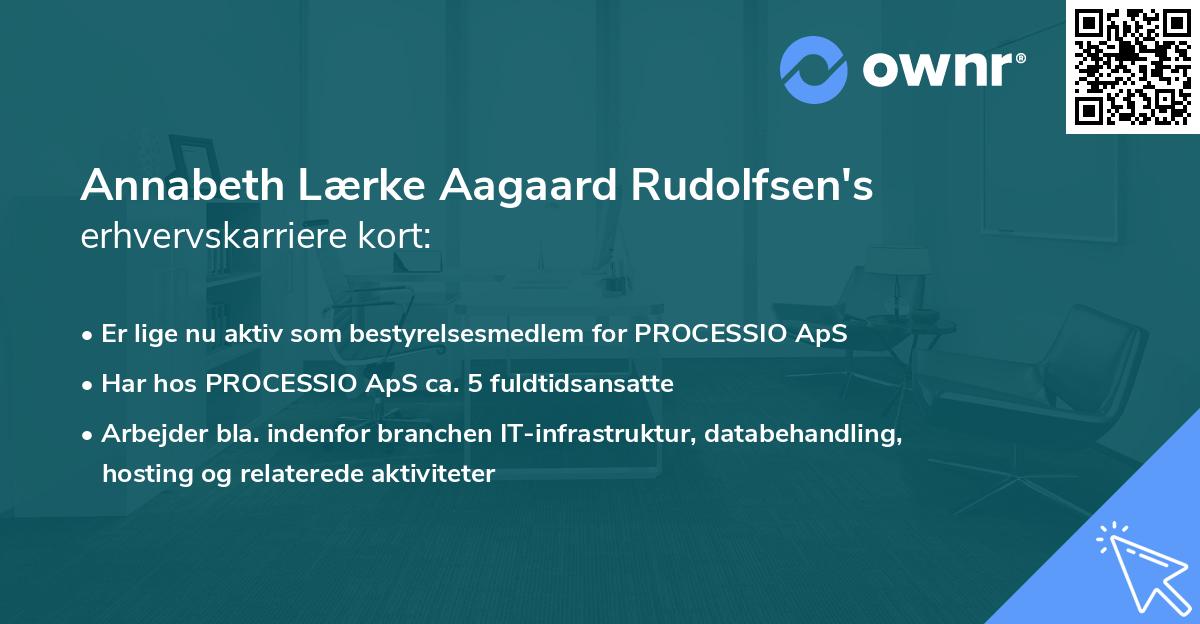 Annabeth Lærke Aagaard Rudolfsen's erhvervskarriere kort