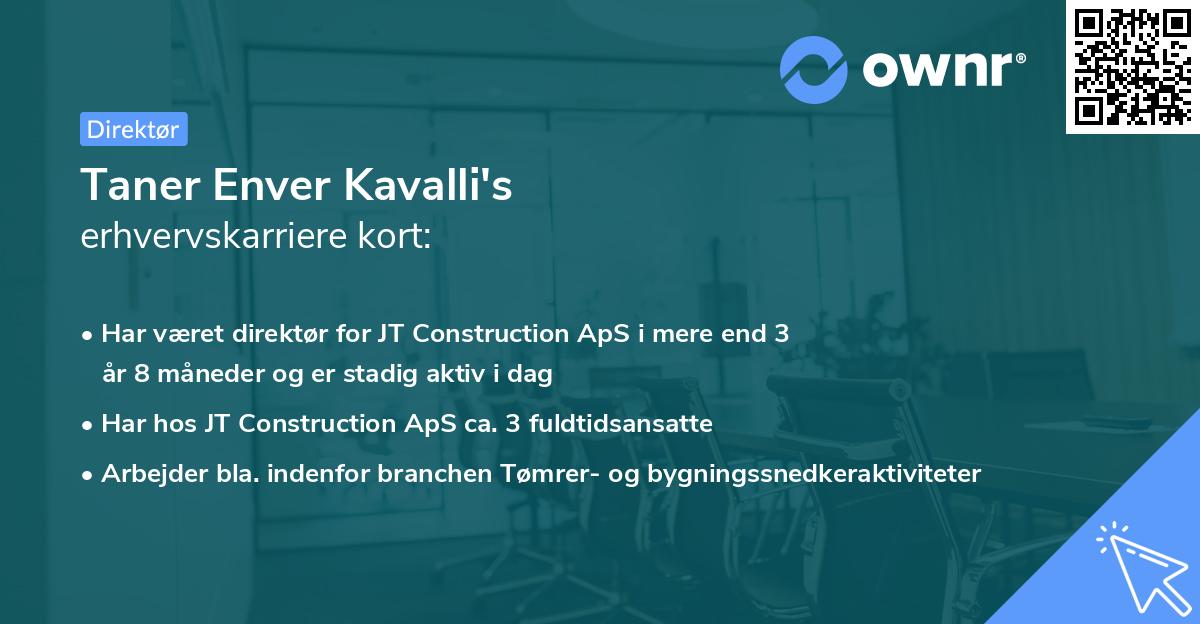 Taner Enver Kavalli's erhvervskarriere kort