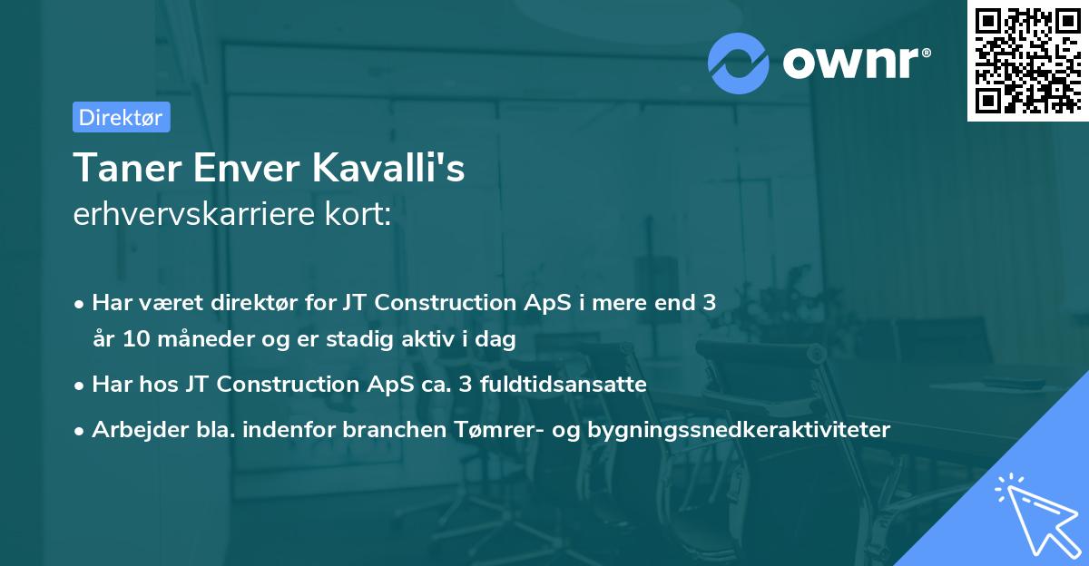 Taner Enver Kavalli's erhvervskarriere kort