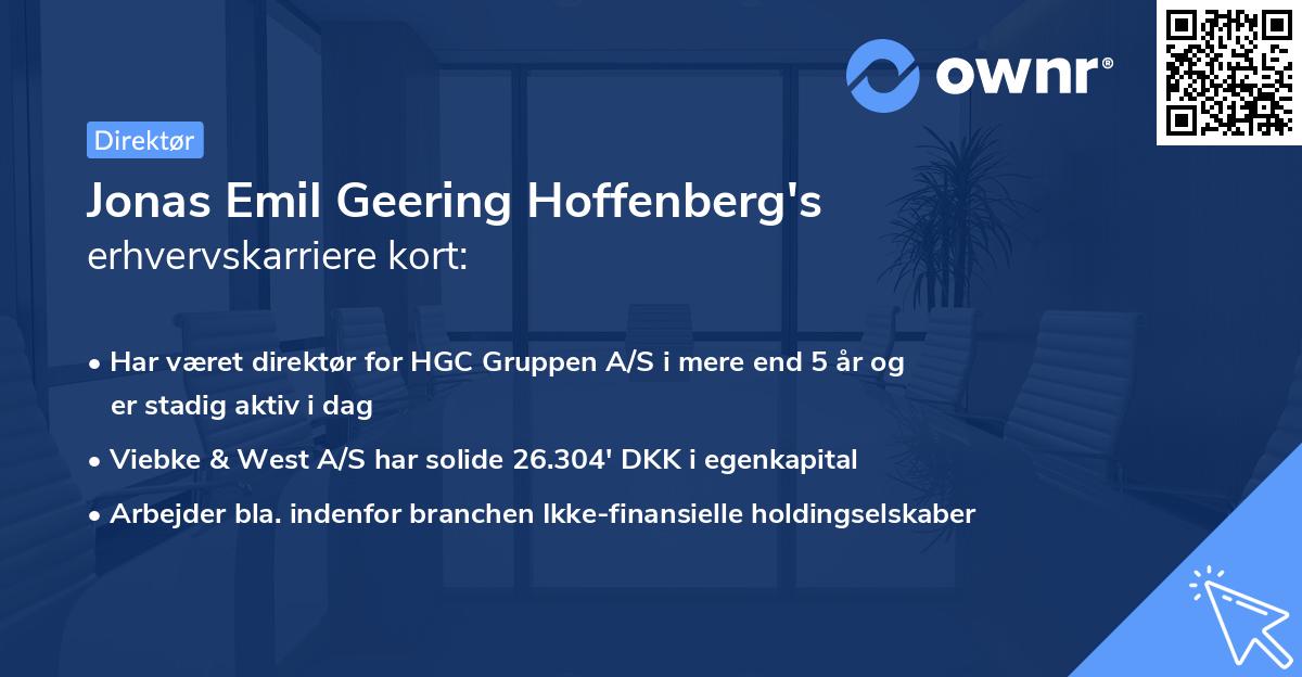 Jonas Emil Geering Hoffenberg's erhvervskarriere kort