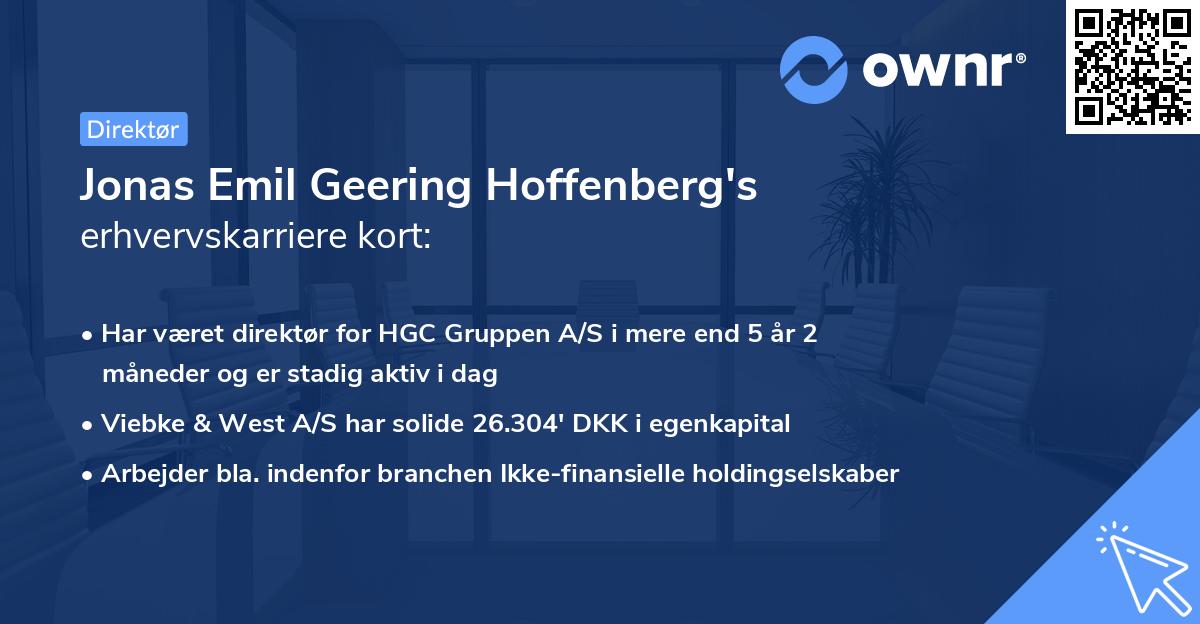 Jonas Emil Geering Hoffenberg's erhvervskarriere kort