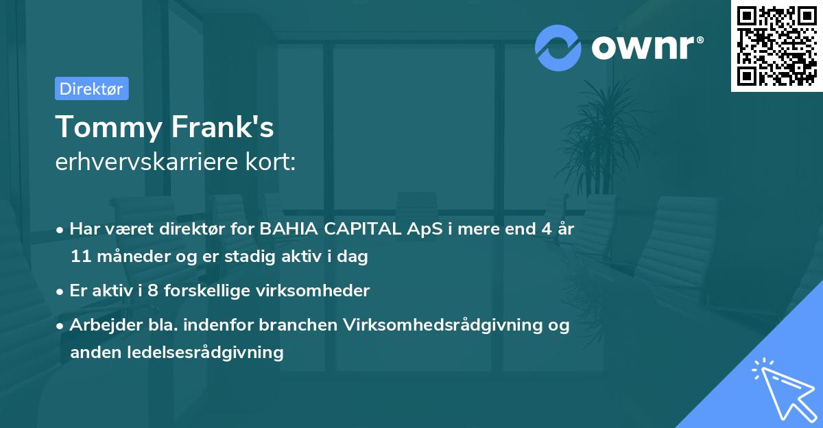 Tommy Frank's erhvervskarriere kort