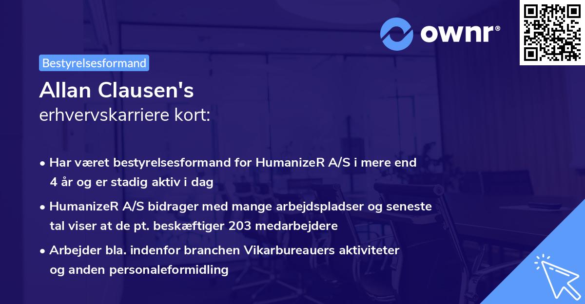 Allan Clausen's erhvervskarriere kort