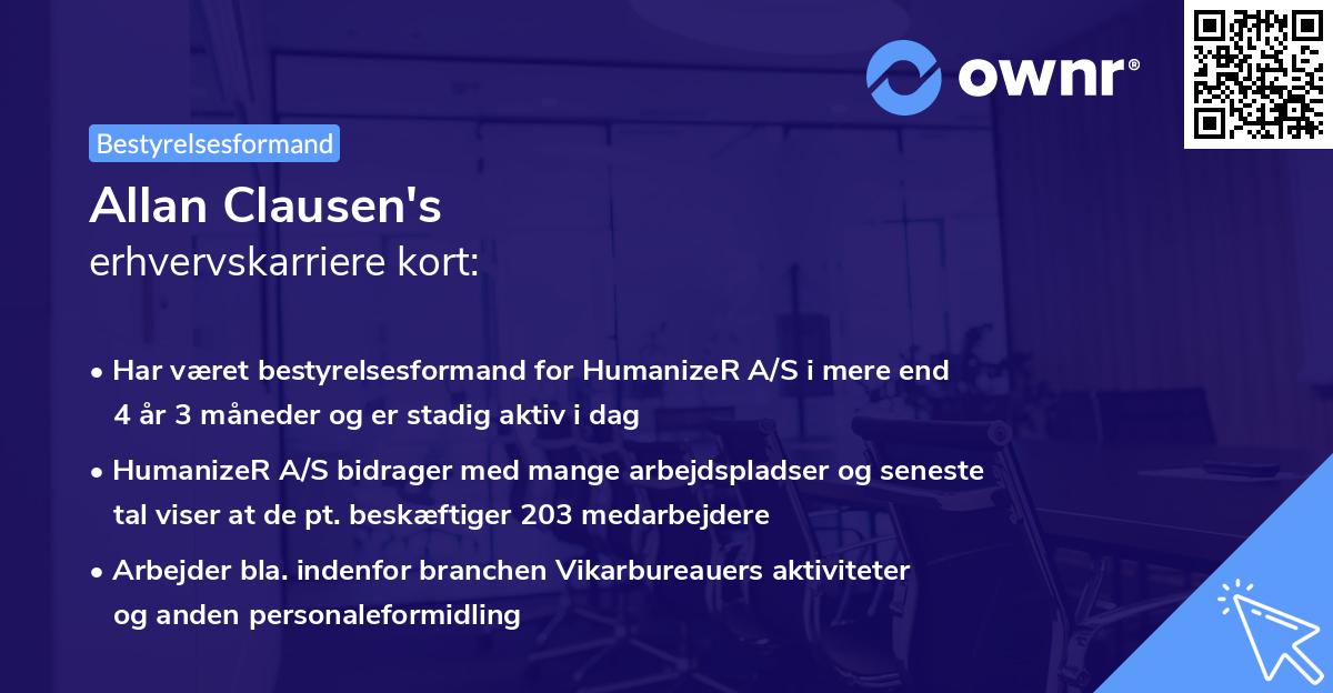 Allan Clausen's erhvervskarriere kort