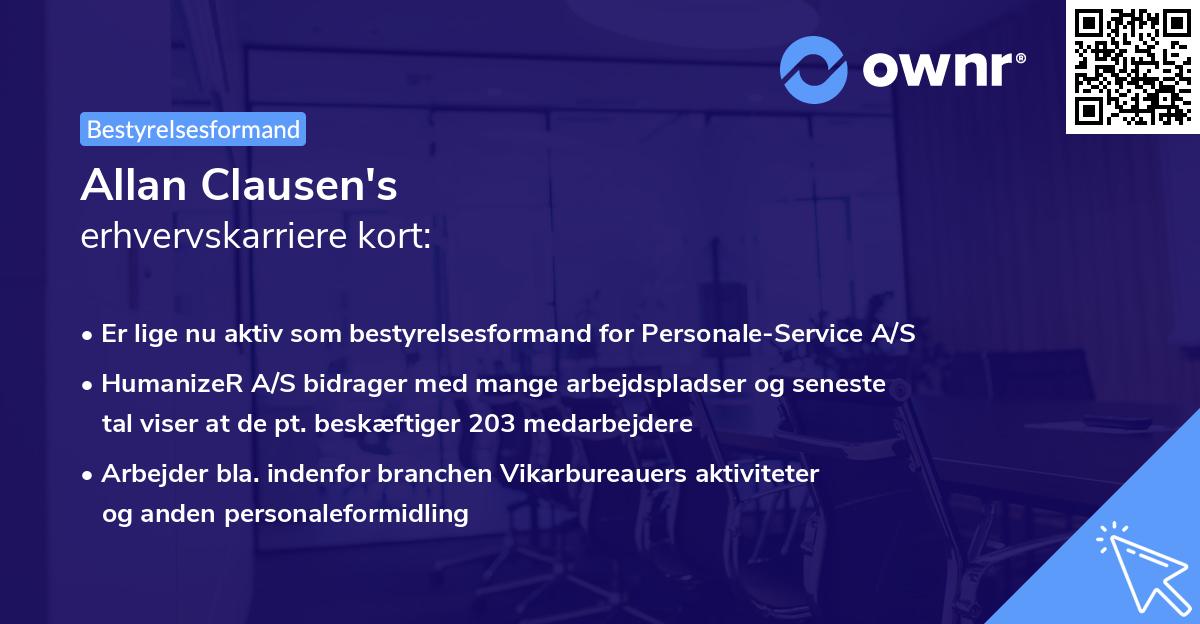 Allan Clausen's erhvervskarriere kort