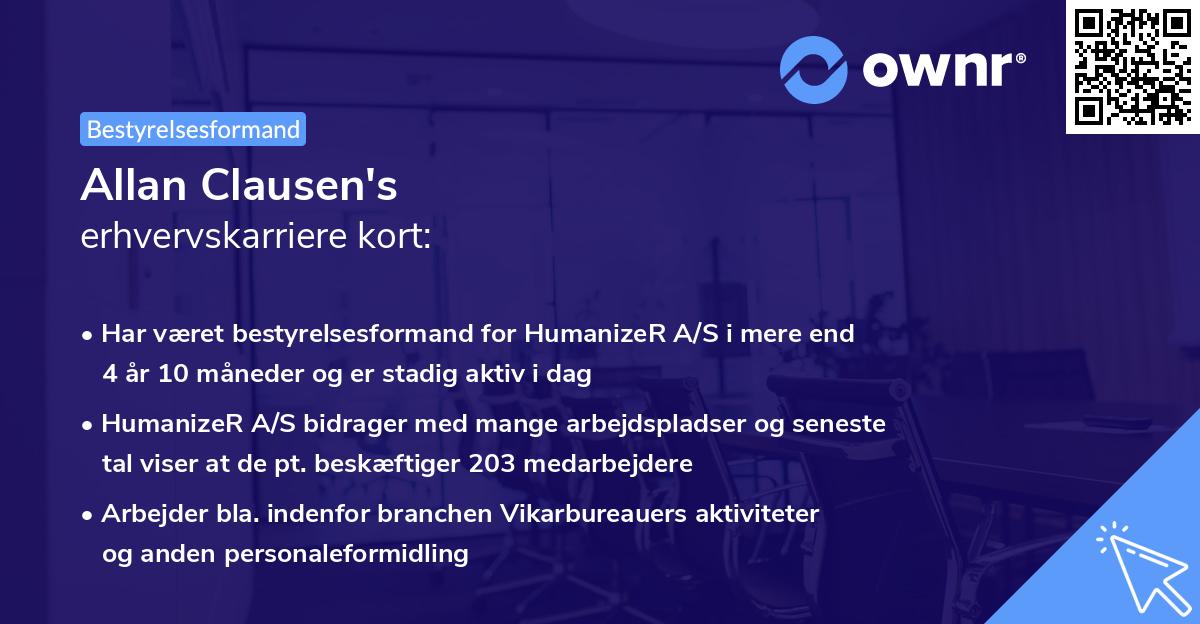 Allan Clausen's erhvervskarriere kort