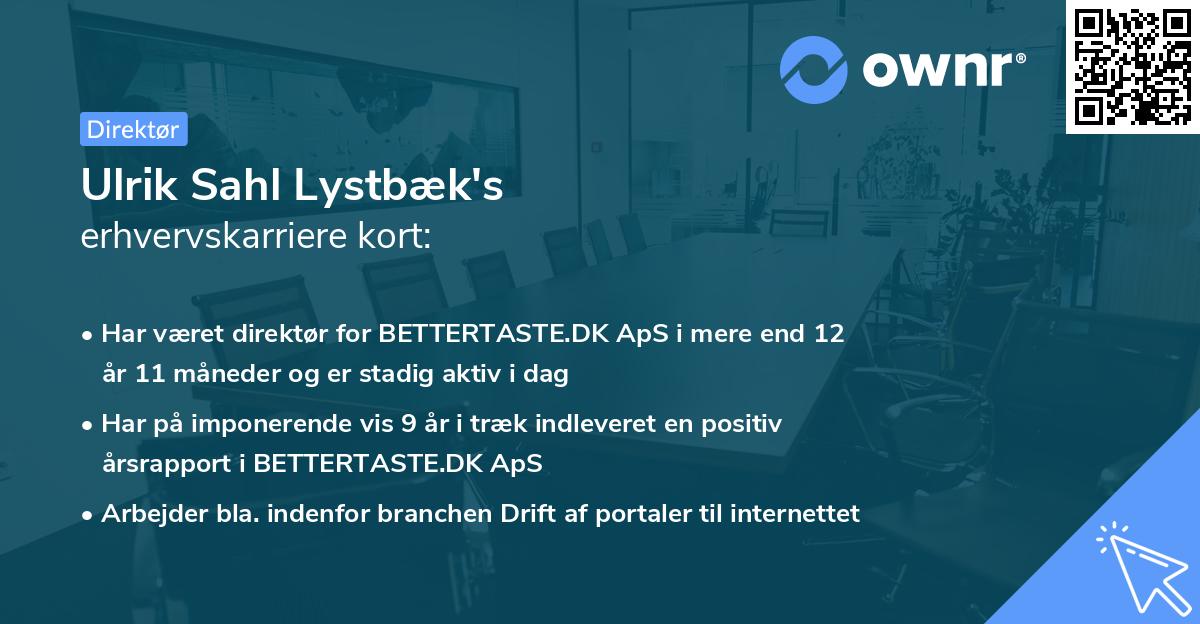 Ulrik Sahl Lystbæk's erhvervskarriere kort
