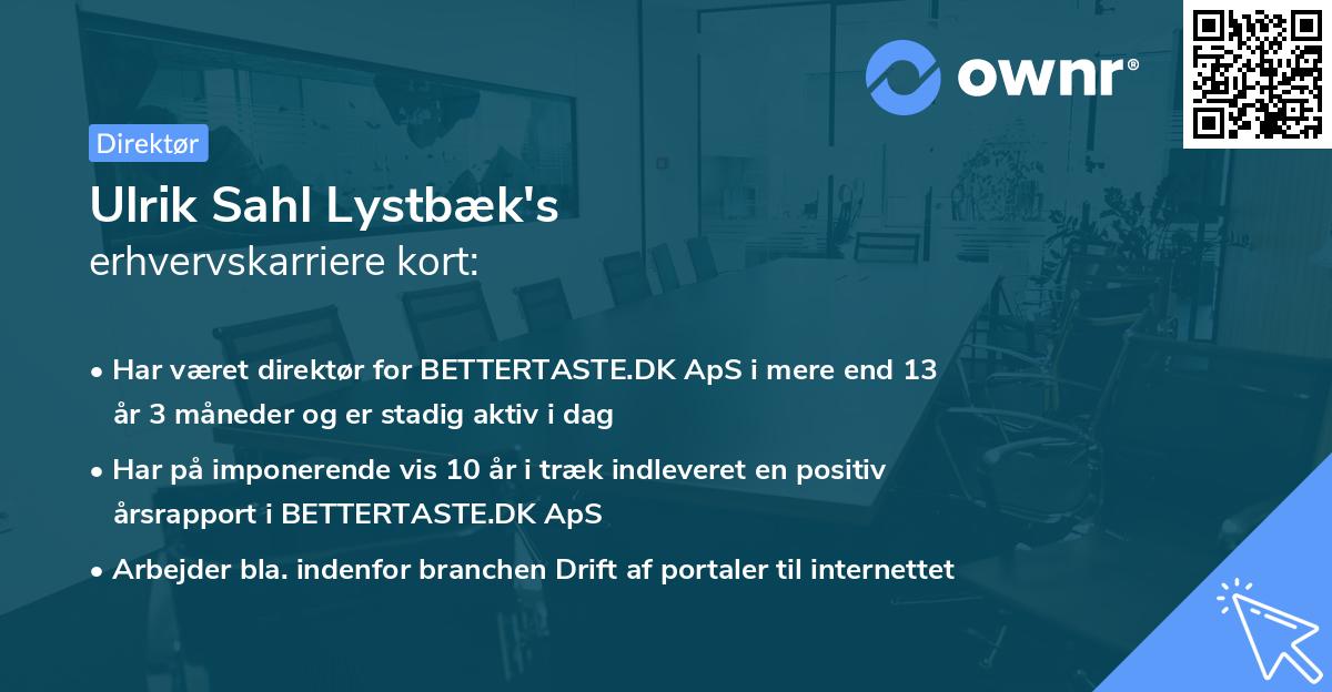 Ulrik Sahl Lystbæk's erhvervskarriere kort