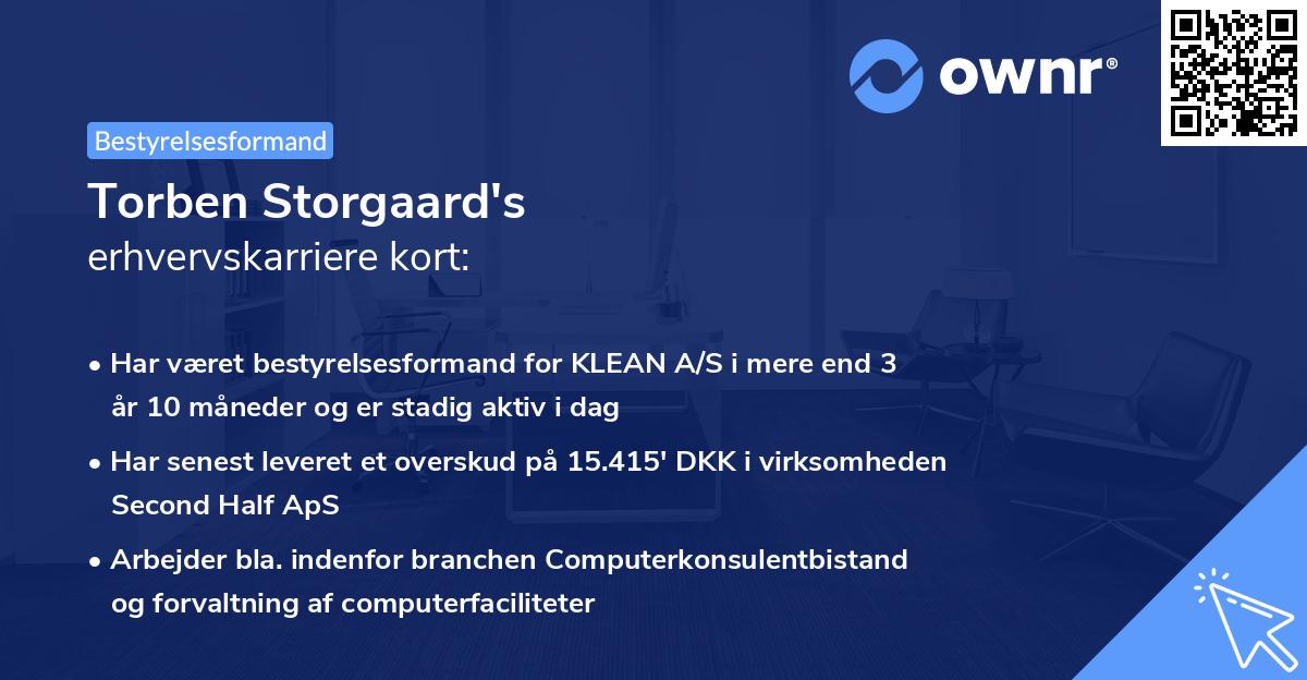 Torben Storgaard's erhvervskarriere kort