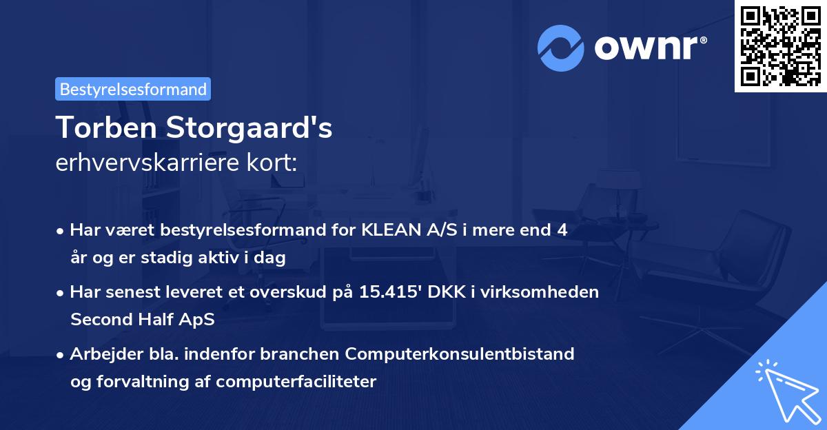 Torben Storgaard's erhvervskarriere kort