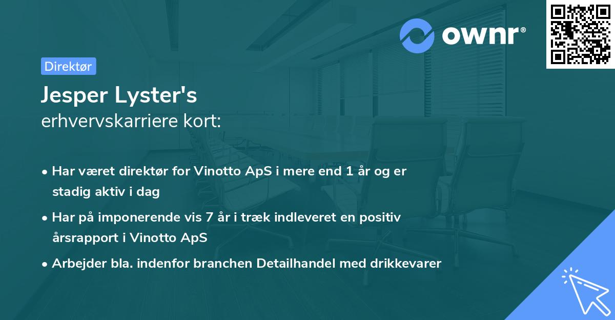 Jesper Lyster's erhvervskarriere kort