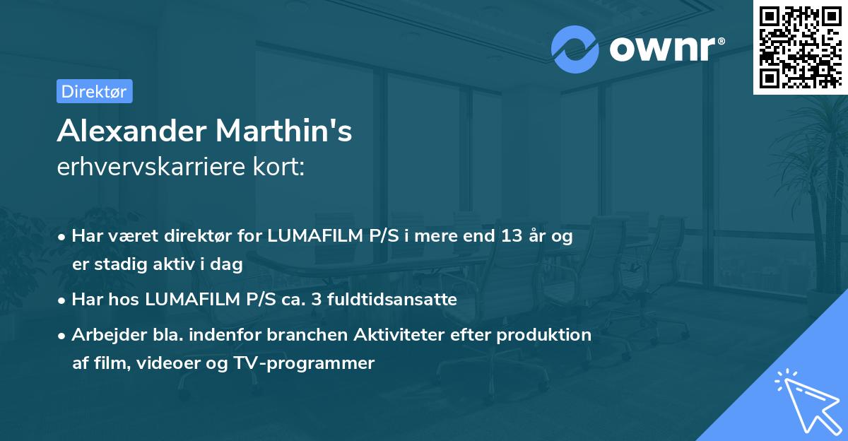 Alexander Marthin's erhvervskarriere kort