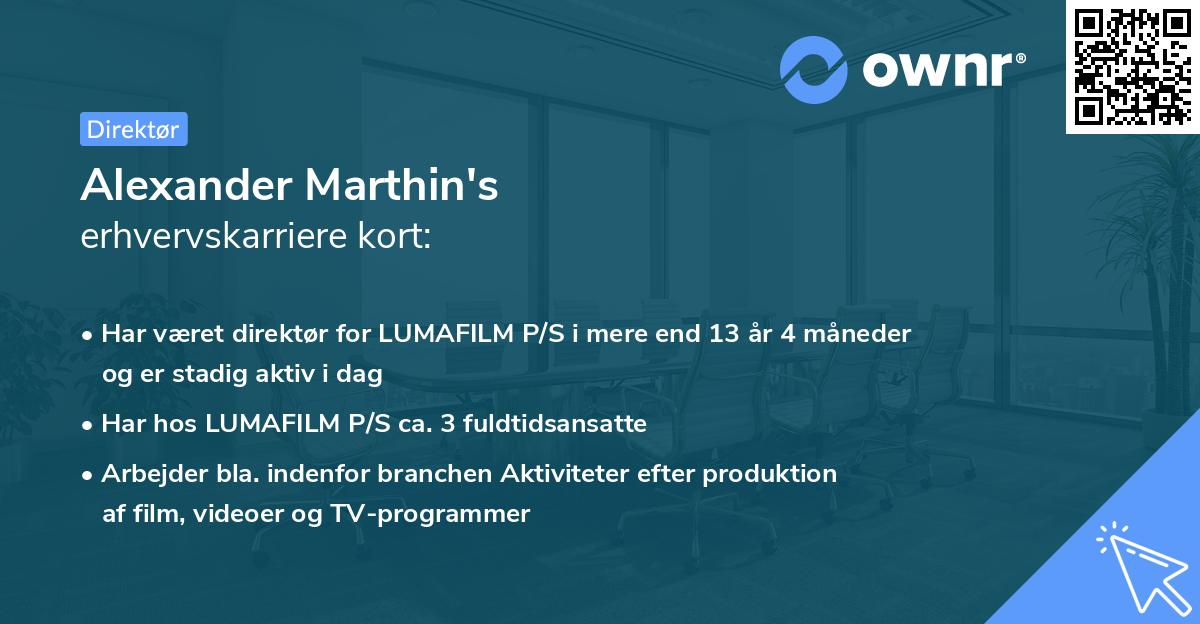 Alexander Marthin's erhvervskarriere kort