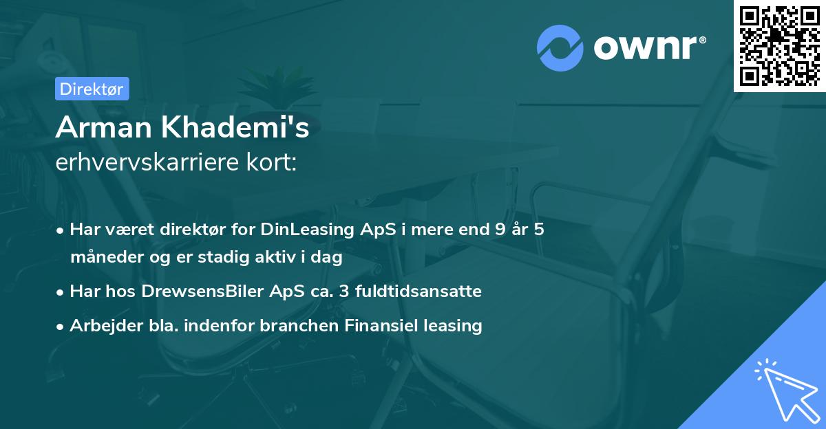 Arman Khademi's erhvervskarriere kort