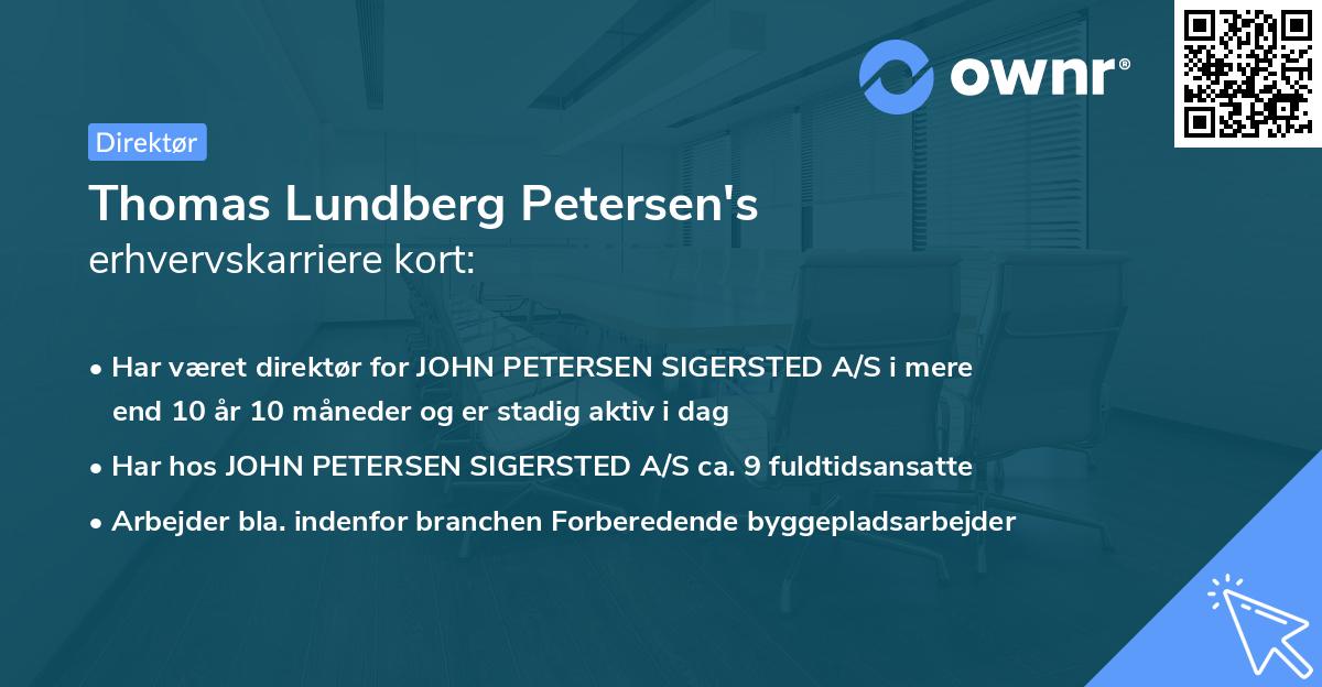 Thomas Lundberg Petersen's erhvervskarriere kort
