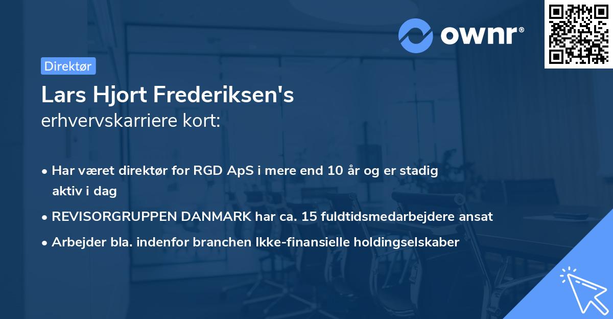 Lars Hjort Frederiksen's erhvervskarriere kort