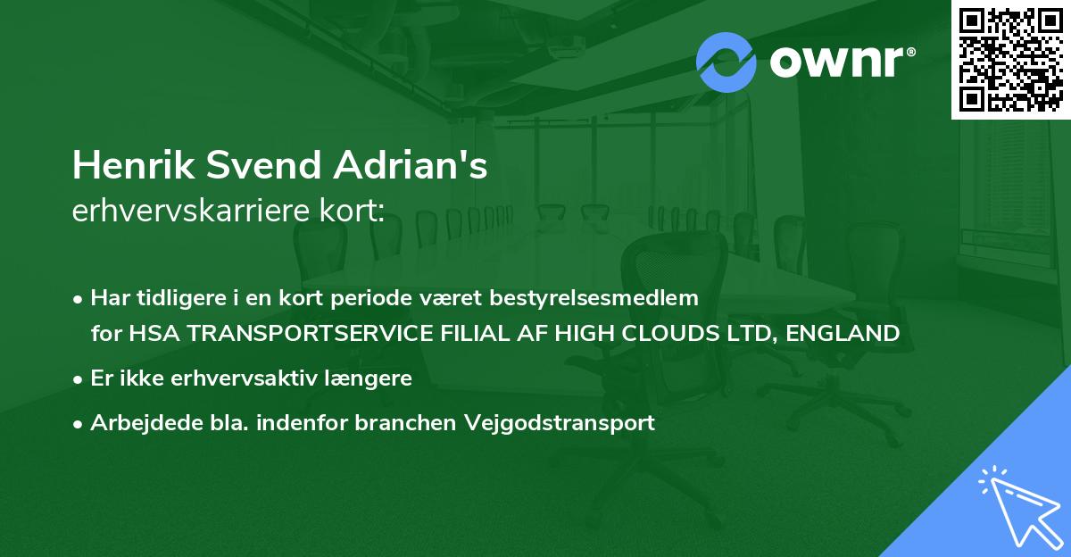 Henrik Svend Adrian's erhvervskarriere kort