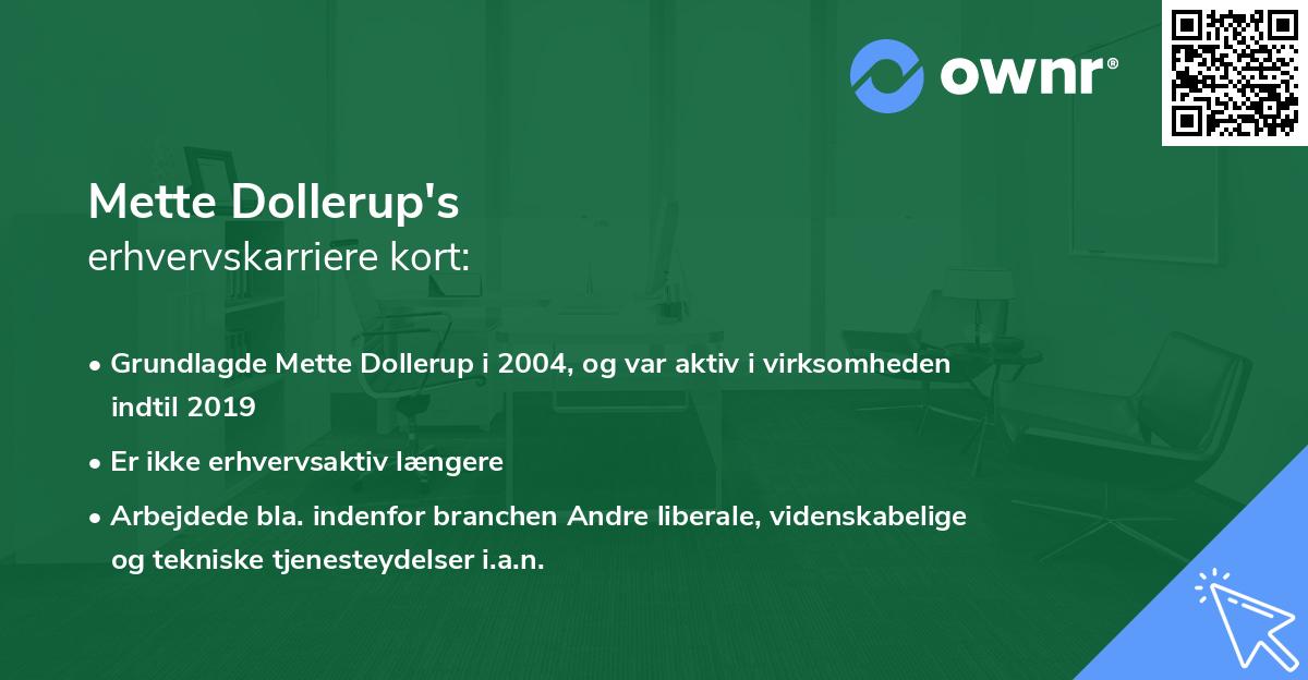 Mette Dollerup's erhvervskarriere kort
