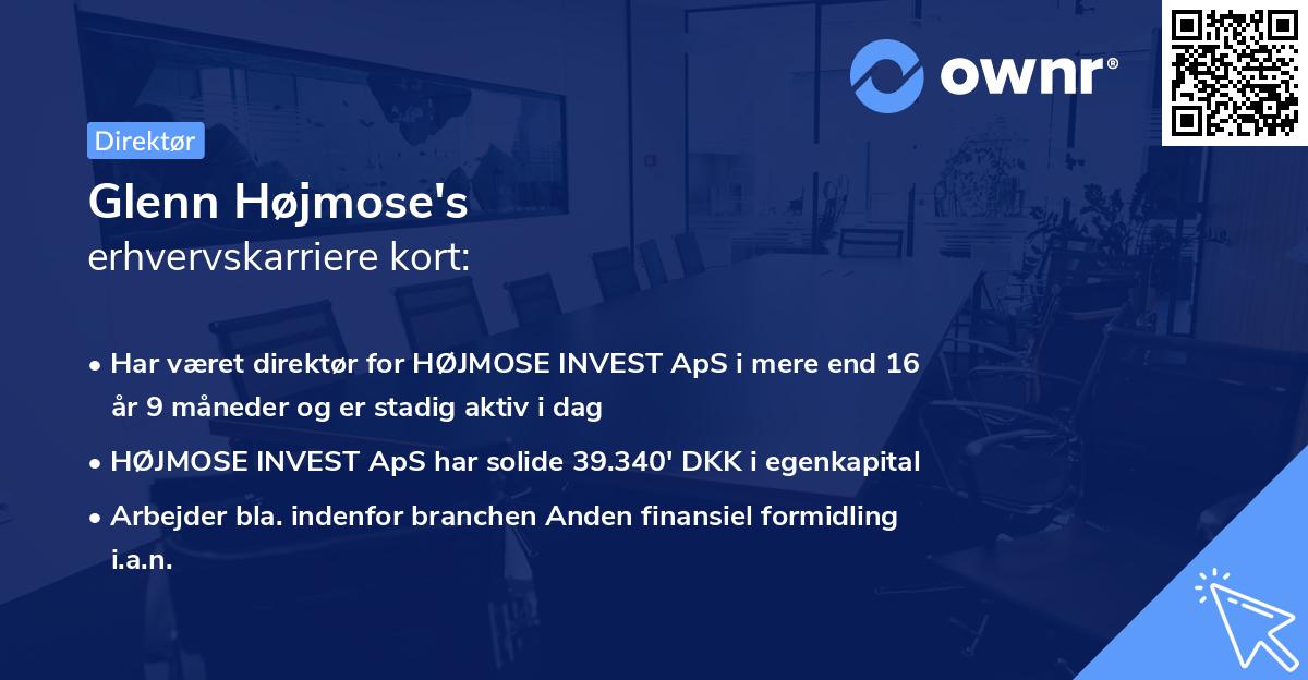 Glenn Højmose's erhvervskarriere kort
