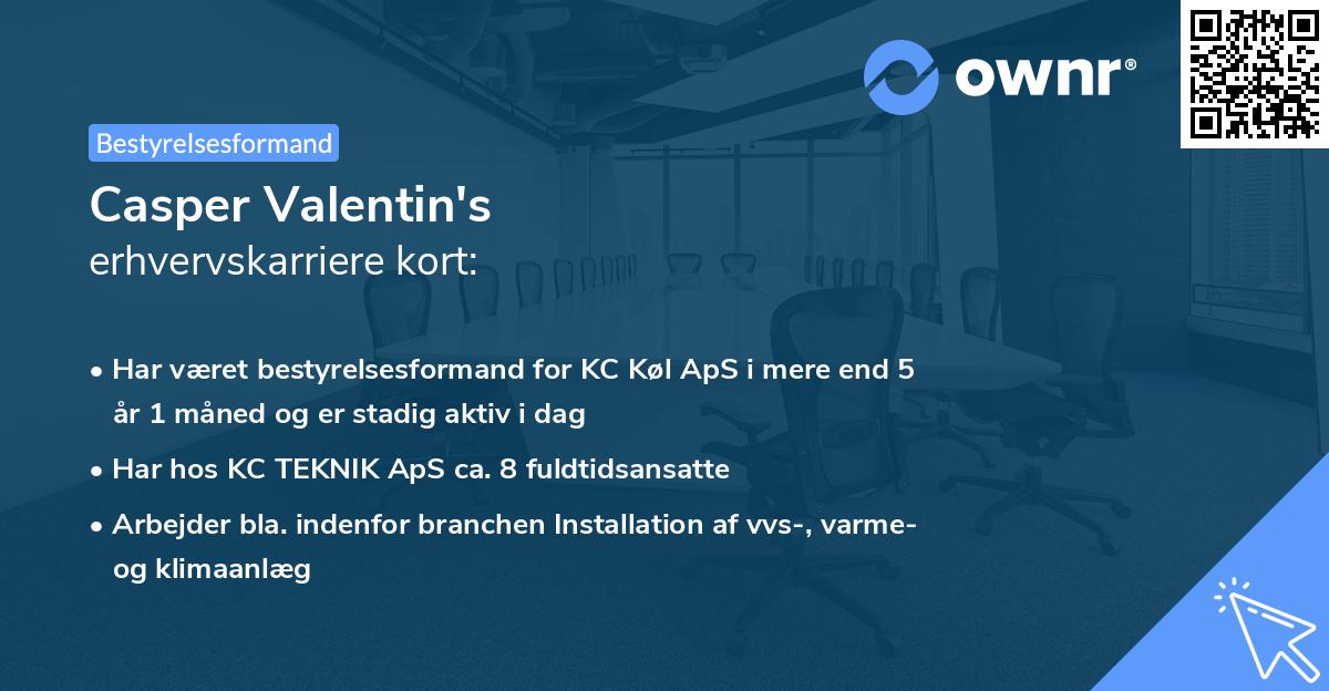 Casper Valentin's erhvervskarriere kort