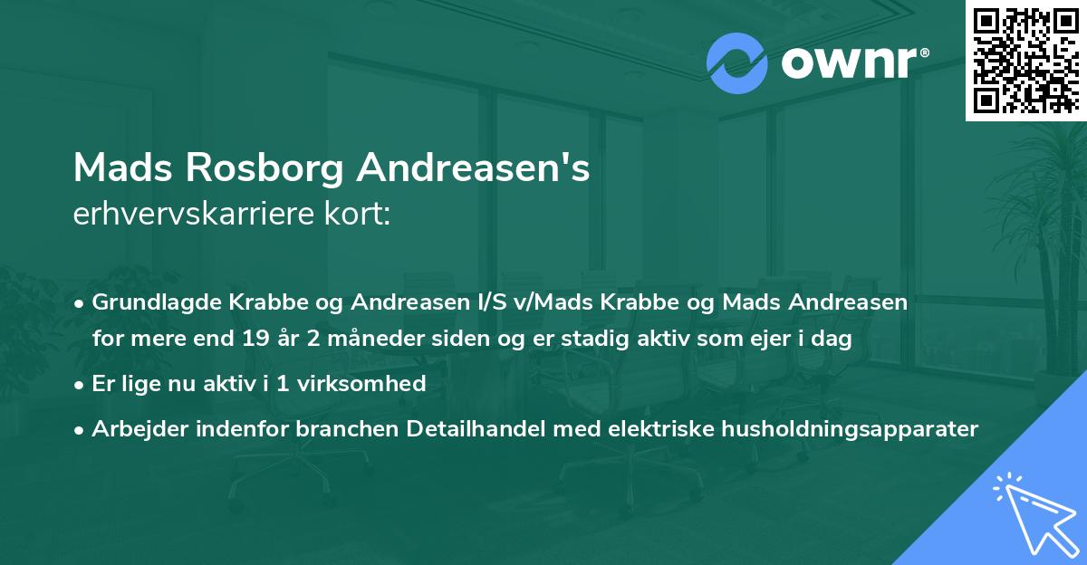Mads Rosborg Andreasen's erhvervskarriere kort