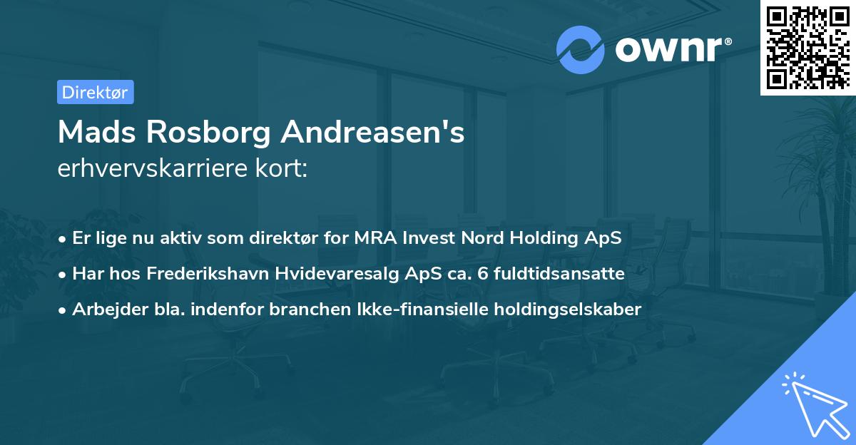 Mads Rosborg Andreasen's erhvervskarriere kort