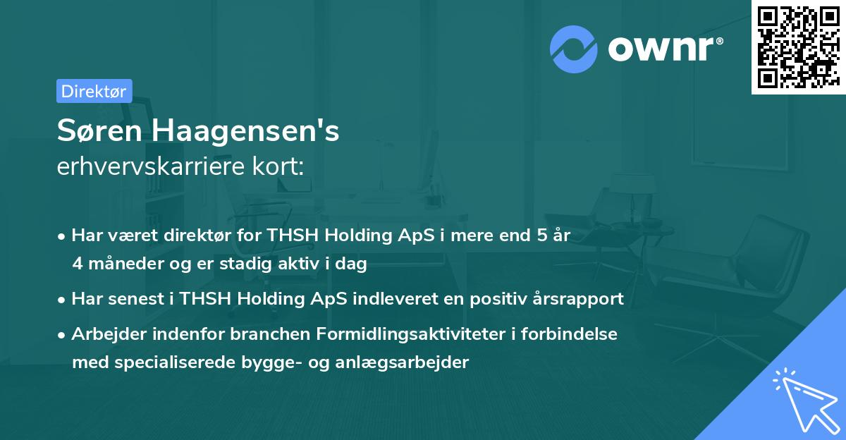 Søren Haagensen's erhvervskarriere kort