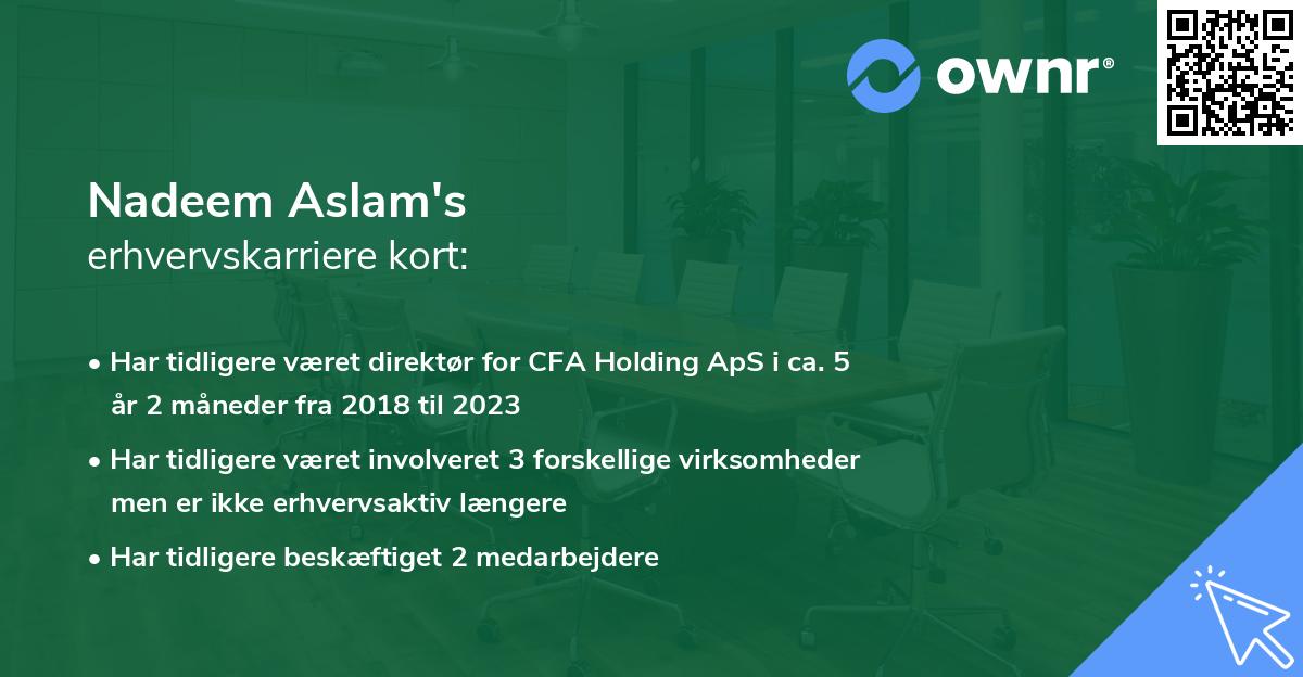 Nadeem Aslam's erhvervskarriere kort