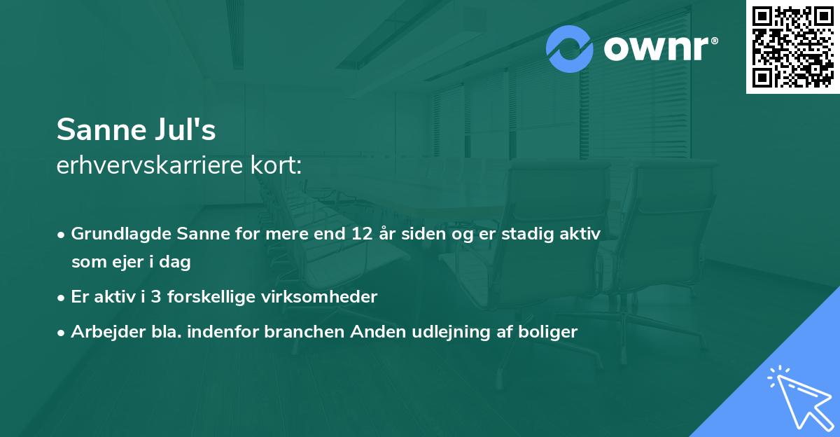 Sanne Jul's erhvervskarriere kort