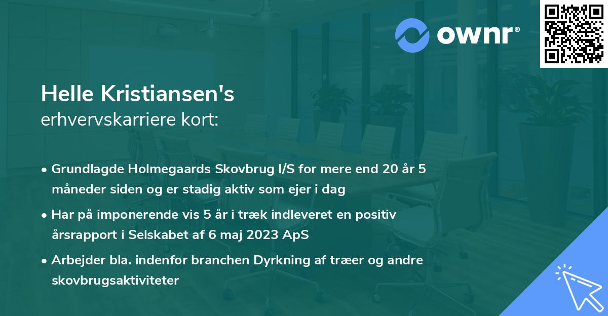 Helle Kristiansen's erhvervskarriere kort