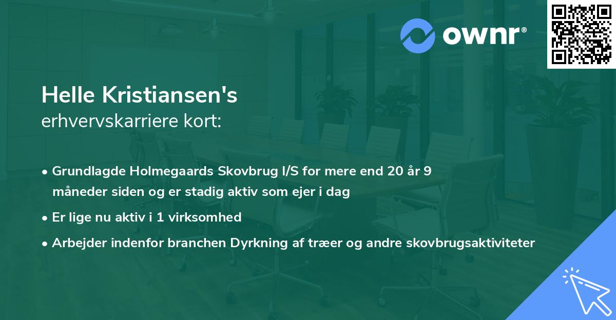 Helle Kristiansen's erhvervskarriere kort