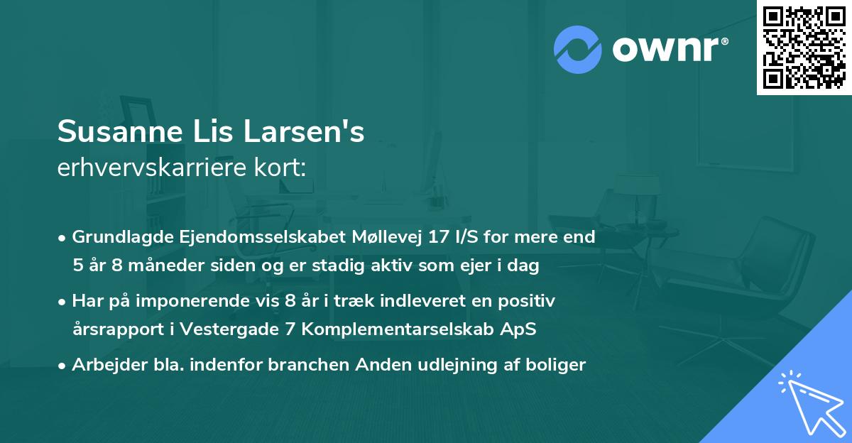 Susanne Lis Larsen's erhvervskarriere kort