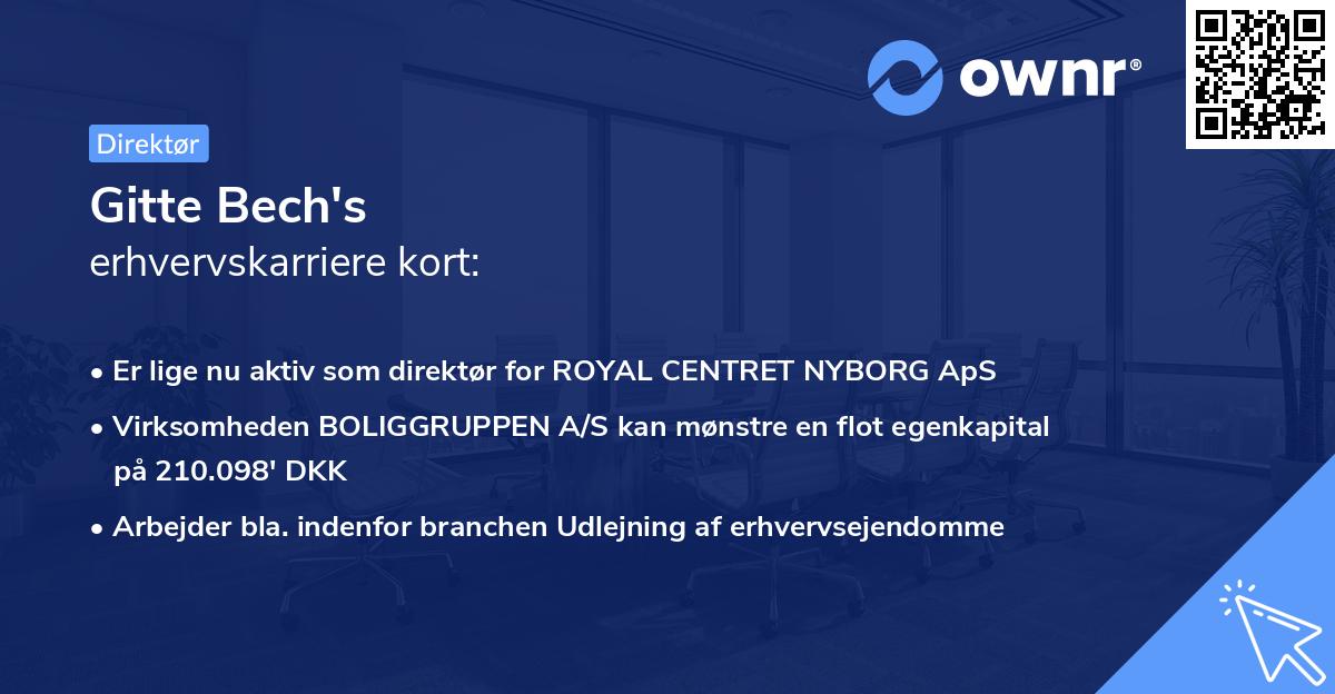 Gitte Bech's erhvervskarriere kort