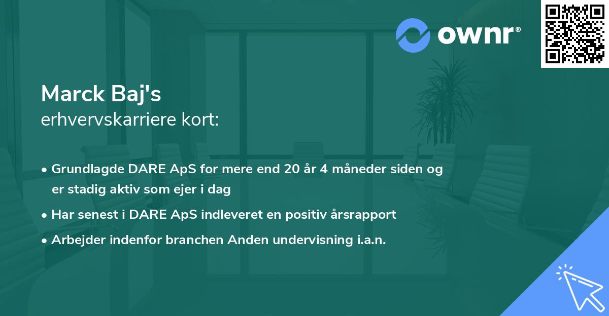 Marck Baj's erhvervskarriere kort