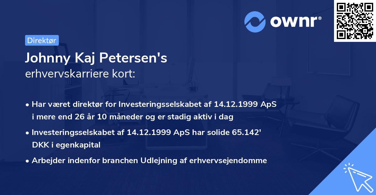 Johnny Kaj Petersen's erhvervskarriere kort