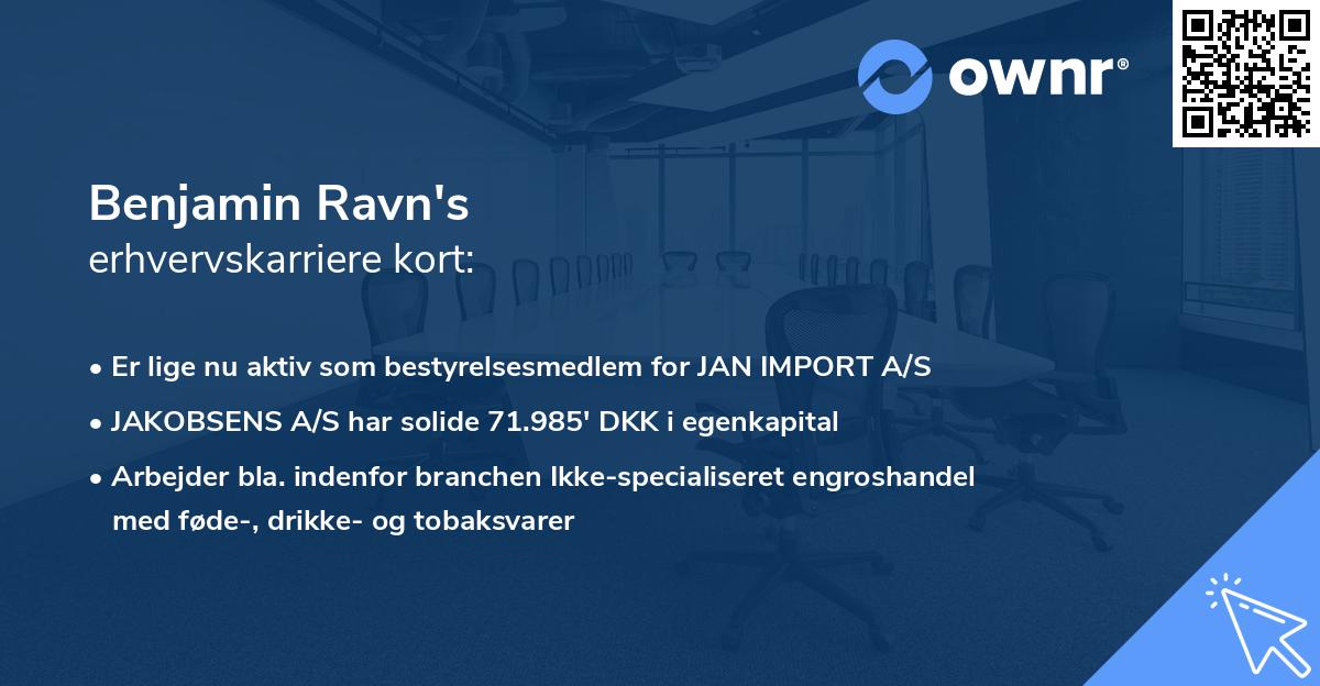 Benjamin Ravn's erhvervskarriere kort