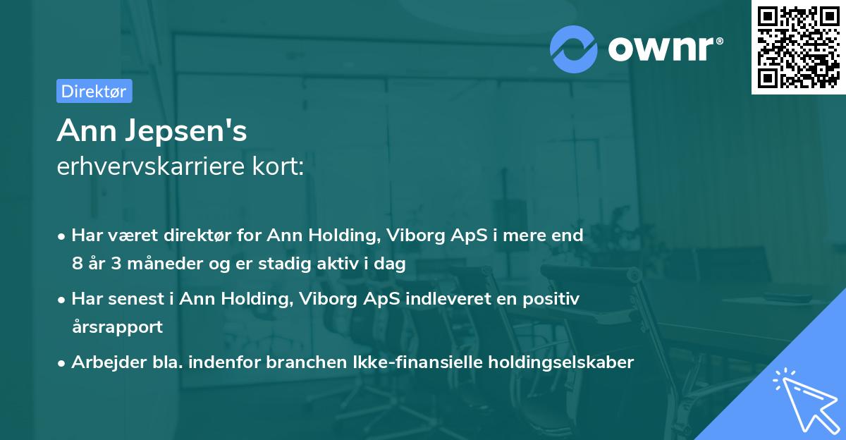 Ann Jepsen's erhvervskarriere kort