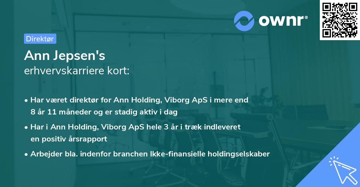 Ann Jepsen's erhvervskarriere kort